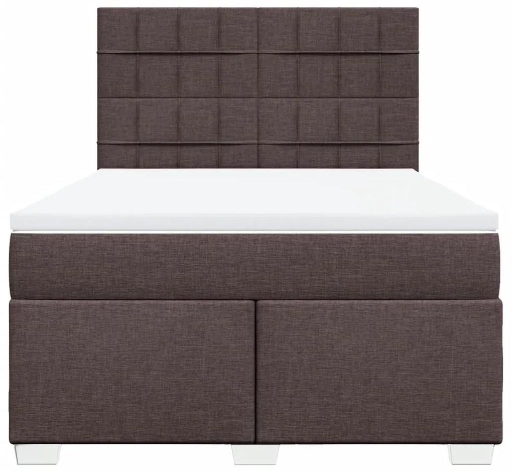 Cama com molas/colchão 160x200 cm tecido castanho-escuro