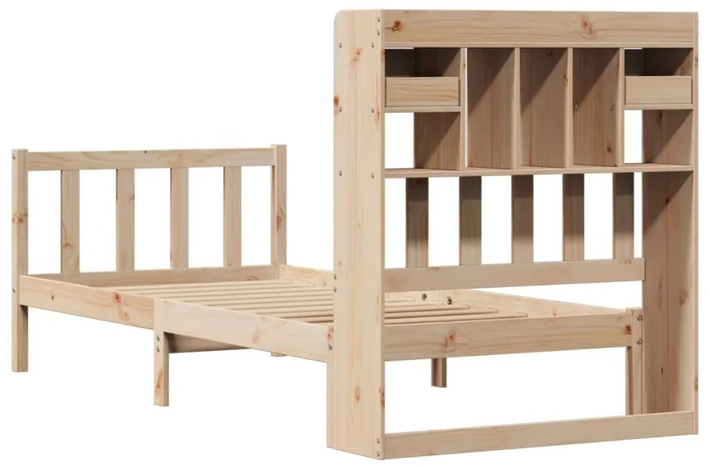 Cama com estante sem colchão 90x190 cm pinho maciço