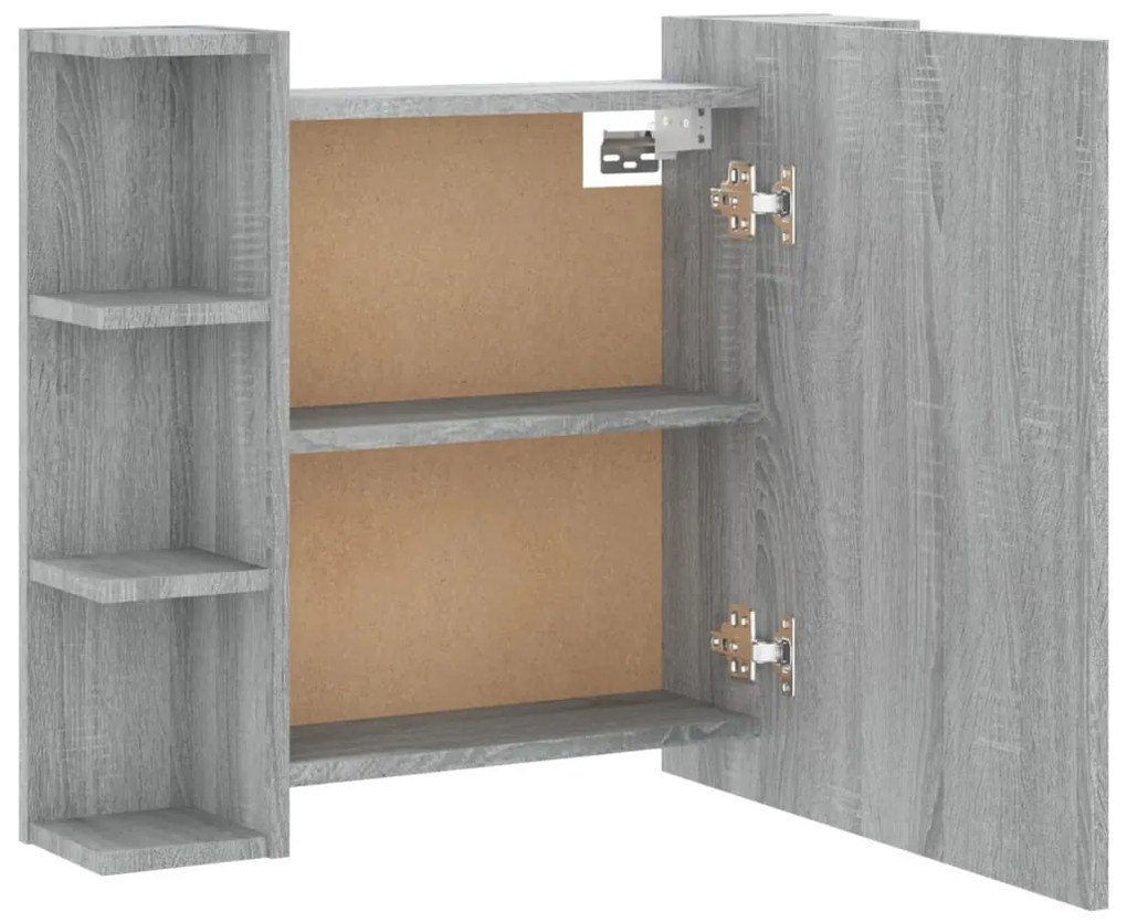 Armário espelhado com LED 70x16,5x60 cm sonoma cinza