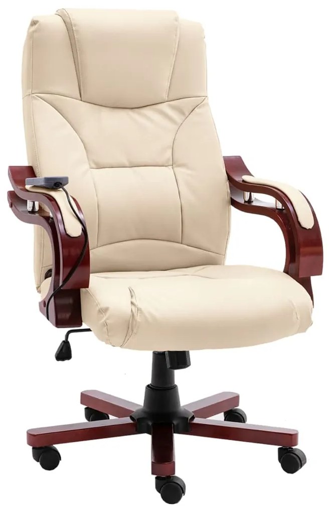 vidaXL Cadeira de massagens couro genuíno cor creme