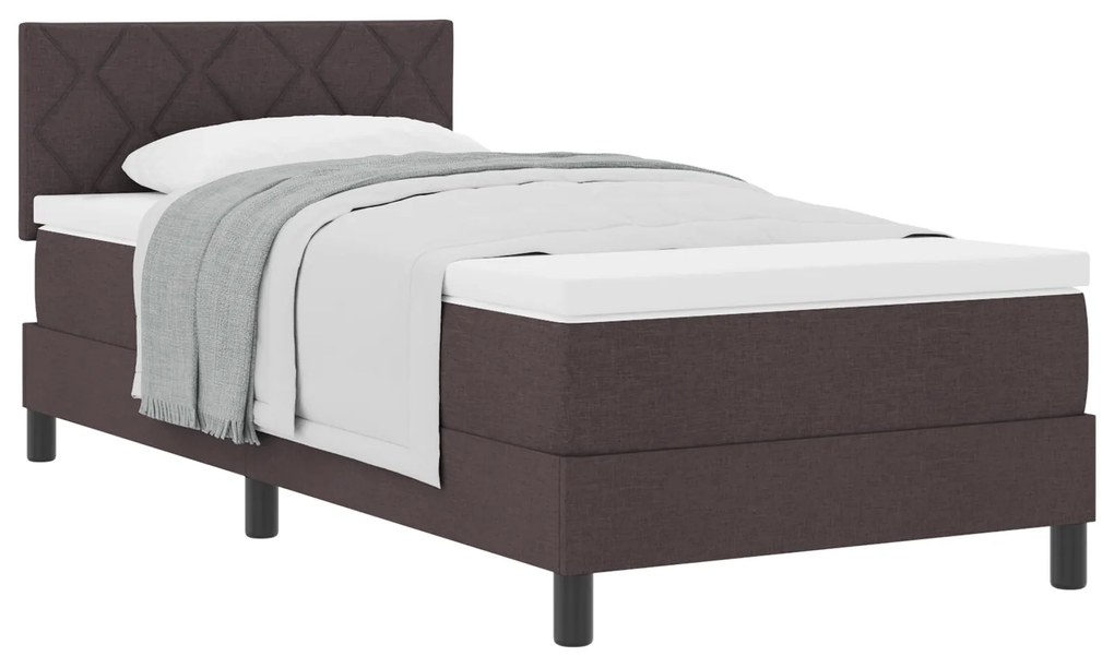 Cama Box Spring com Colchão Castanho 90x190 cm em Tecido