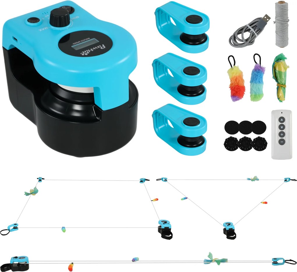 PawHut Brinquedo automático/controlado por controle remoto para gatos com velocidade ajustável e pistas personalizáveis Preto | Aosom Portugal
