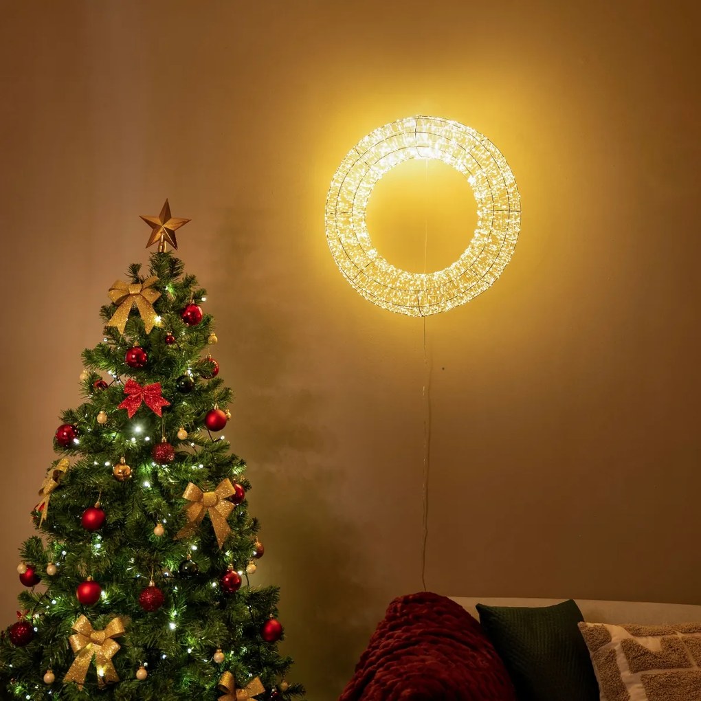 Luz pendente de Natal Coroa Prateada 60cm incl. LED IP44 - Nawa