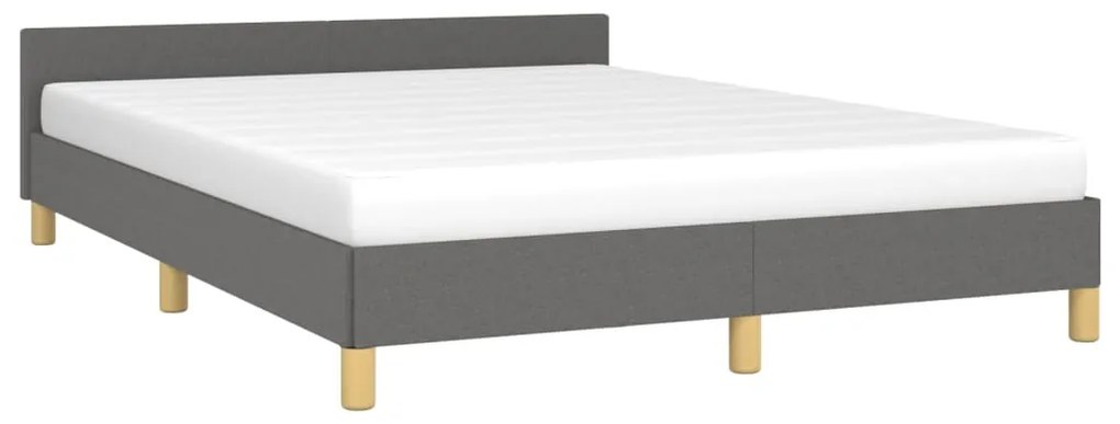 Estrutura de cama c/ cabeceira 140x190cm tecido cinza-escuro