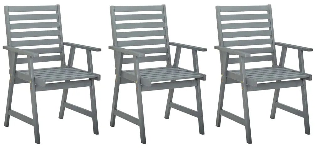 Cadeiras de jantar para jardim 3 pcs acácia maciça cinzento