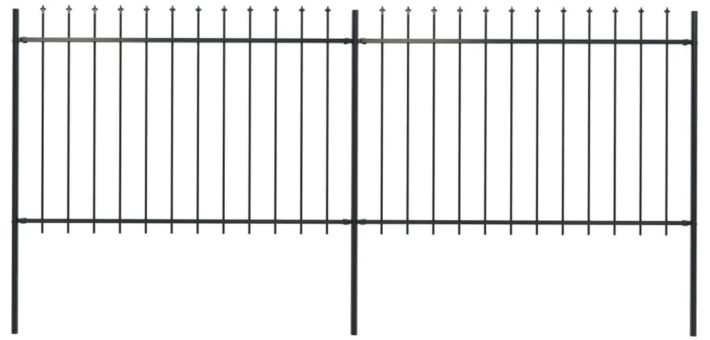 vidaXL Cerca de jardim com topo em lanças 3,4x1,2 m aço preto