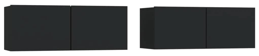 Móveis de TV 2pcs 80x30x30 cm derivados de madeira preto