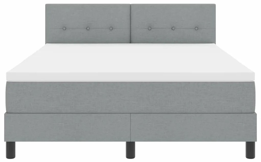Cama Box com Colchão e Luz LED Cinza Claro 140x200 cm Tecido