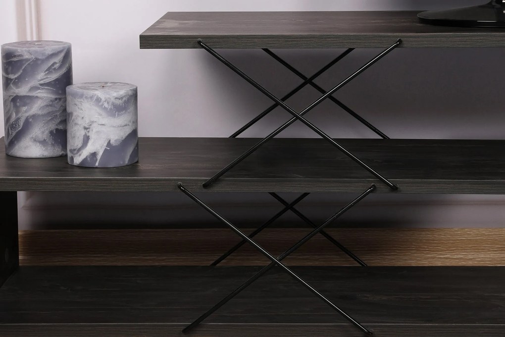 Móvel TV Zigzag – Castanho Escuro – 120 cm x 40 cm x 30 cm