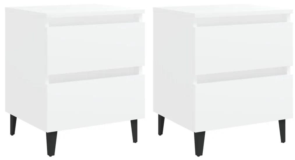 Mesas de cabeceira 2 pcs 40x35x50 cm contraplacado branco