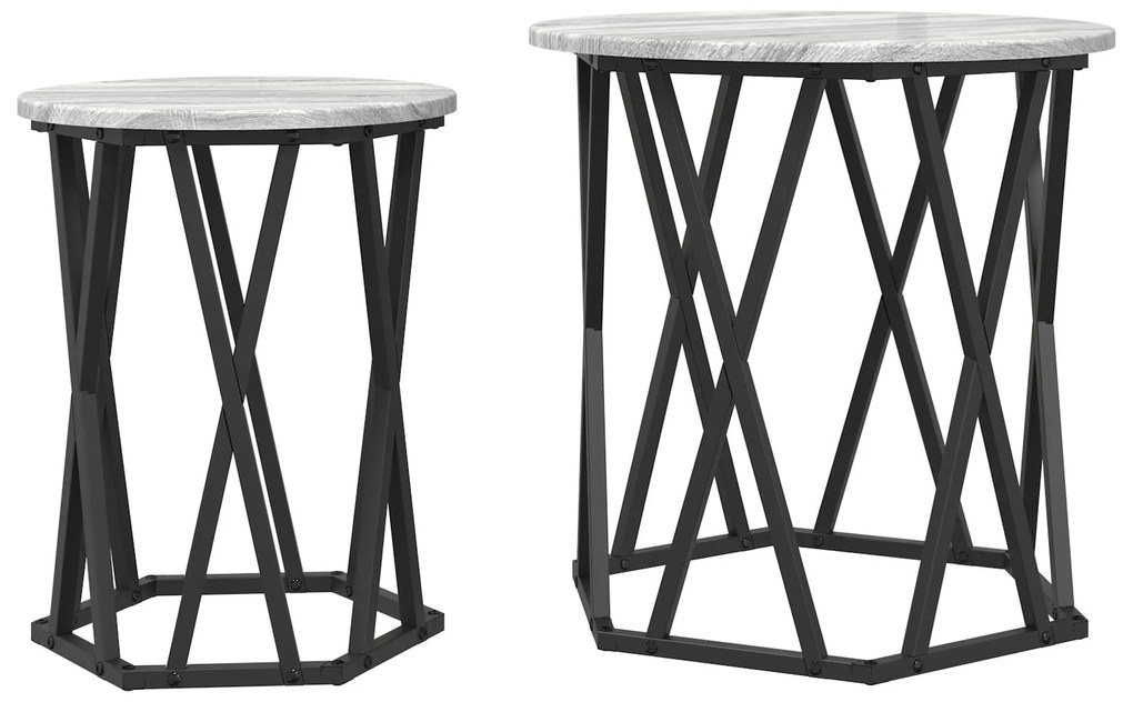 Mesas de Apoio vidaXL 2 pcs Cinza Sonoma Madeira Engenharia