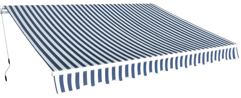 vidaXL Toldo dobrável manual 350 cm azul/branco