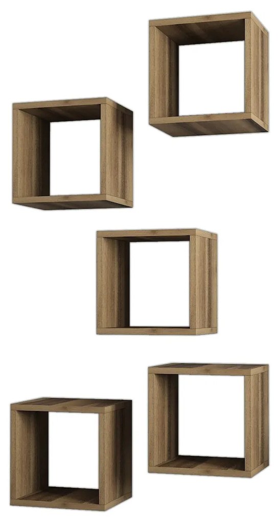 Prateleira de Parede Box – Nogueira – 30x24x30 cm (5 Peças)