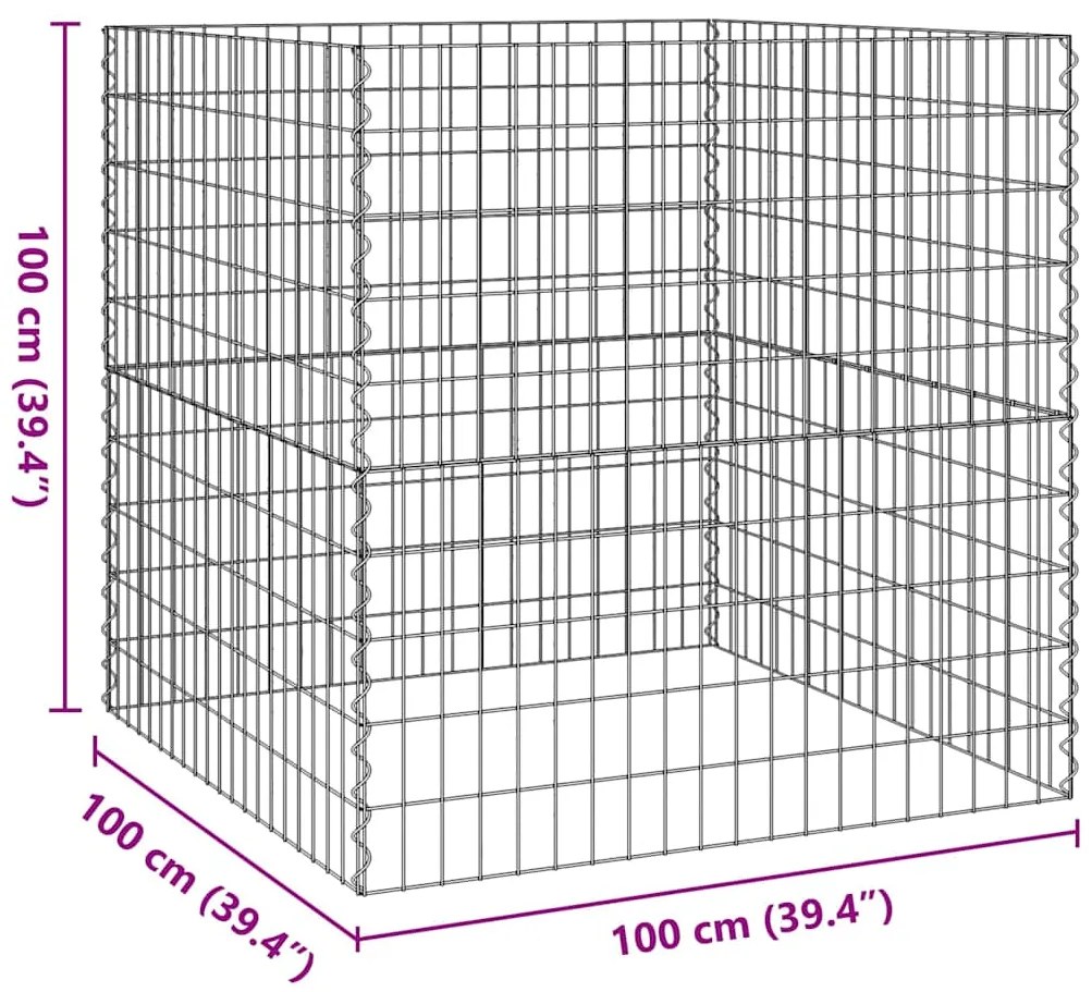 Composteira de Jardim 100x100x100 cm em Aço Galvanizado