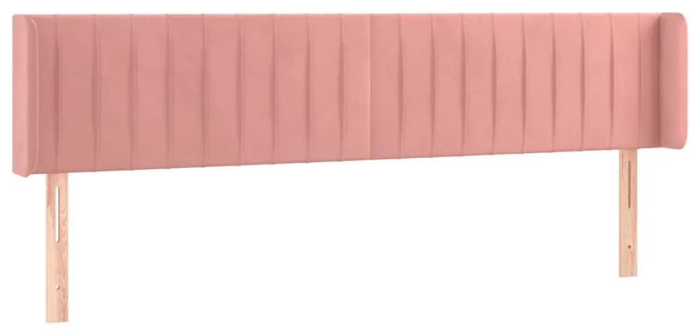 Cabeceira de cama c/ luzes LED veludo 203x16x78/88 cm rosa