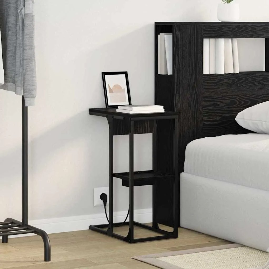 Mesa-de-cabeceira Carvalho Preto 41.5 x 26 x 60.5 cm