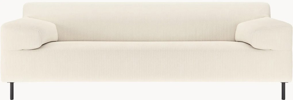 Sofá em bombazina freistil180 (3 lugares), branco/preto, L 222 cm
