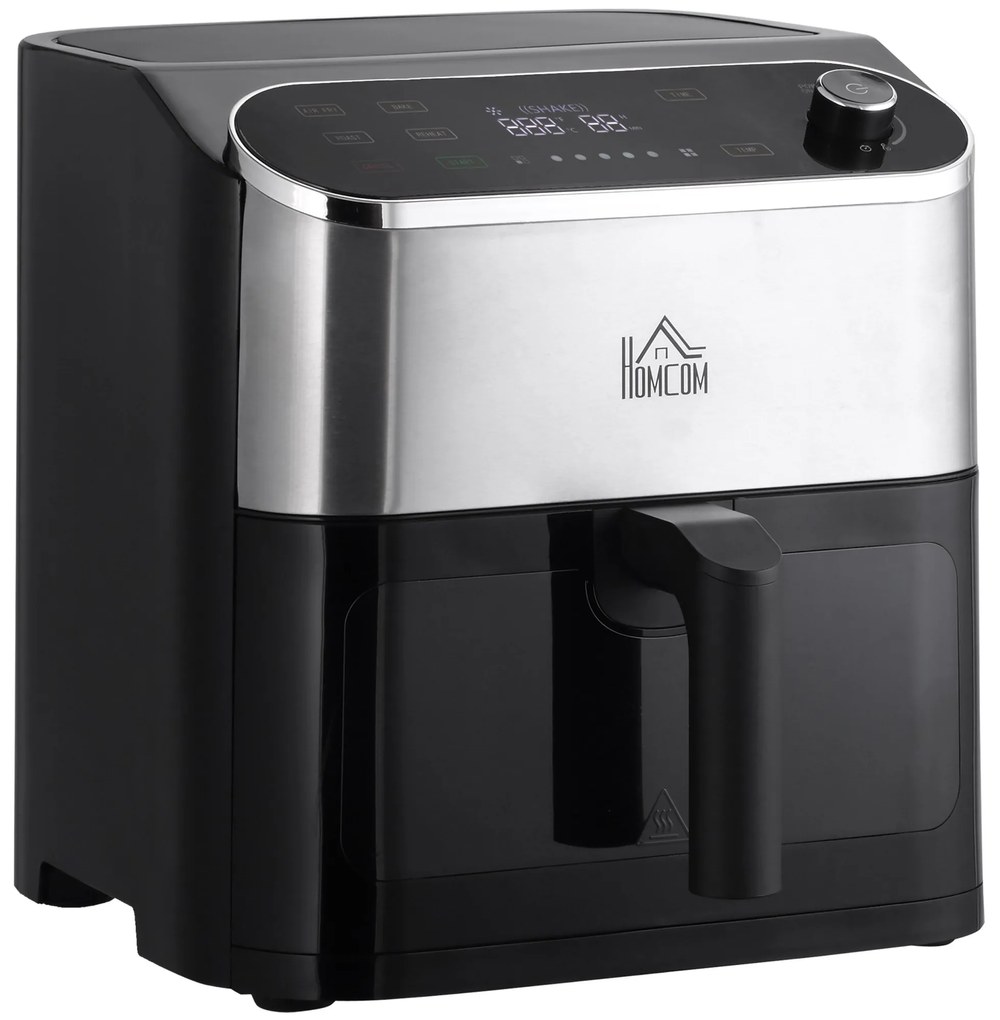 Fritadeira sem Óleo 4 em 1 Fritadeira de Ar Quente 1350W com 3 Programas Ecrã LED Tátil Temperatura Ajustável Temporizador e Cesta Antiaderente 31x37,5x32cm Preto