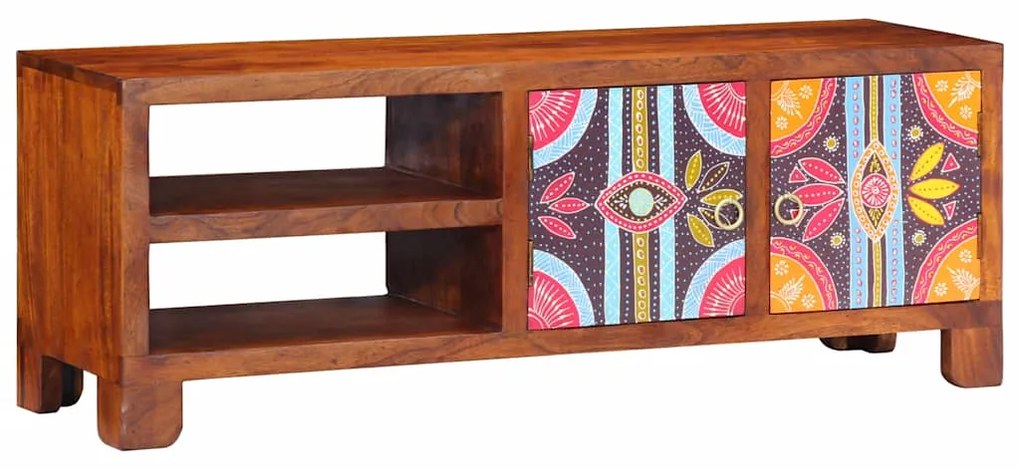 Móvel de TV multicor 110x30x40 cm madeira de acácia maciça