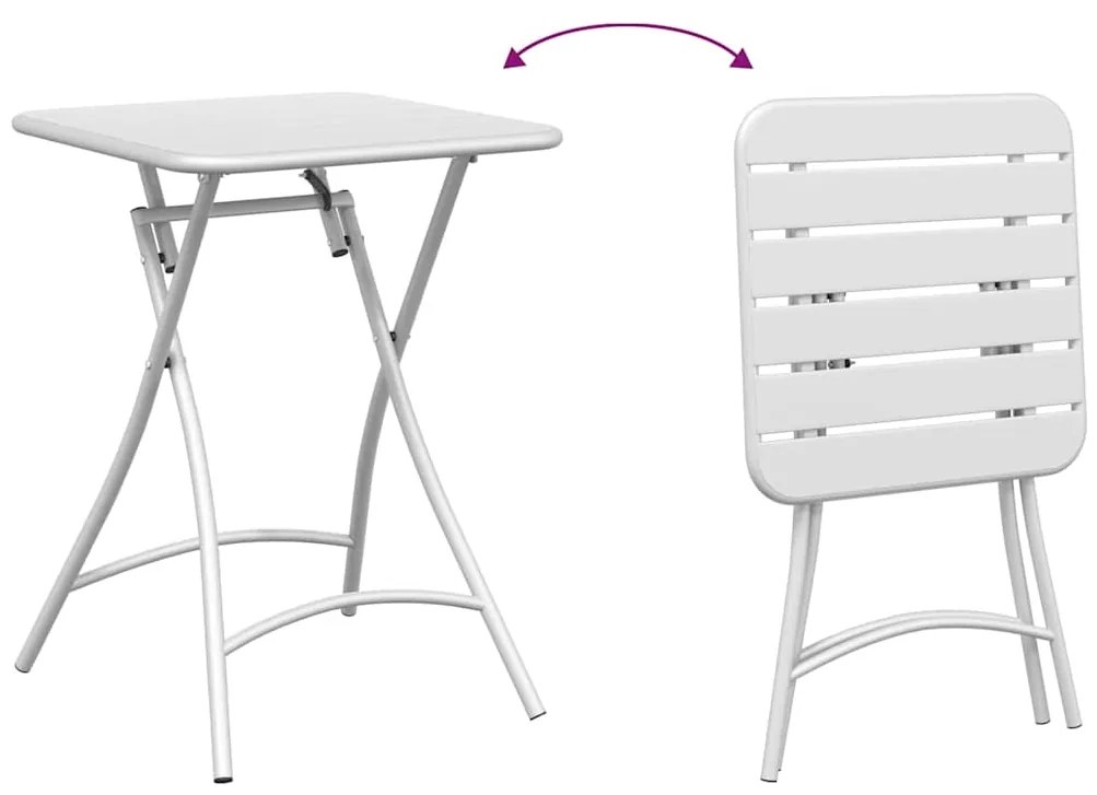 Mesa de Jardim Dobrável Branca 55x55x73 cm Aço