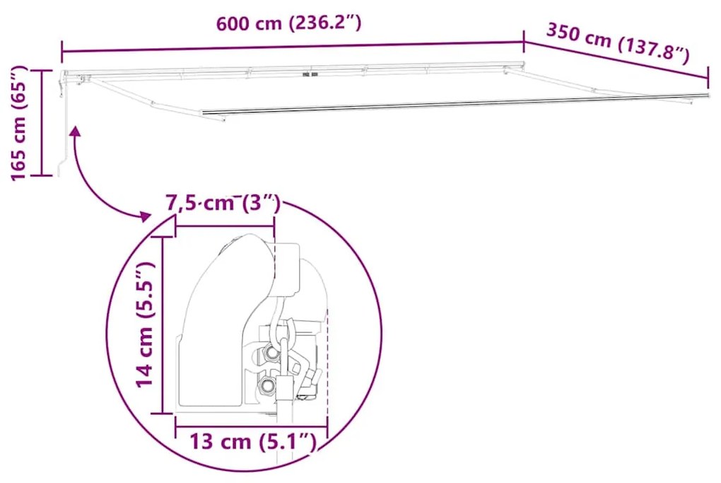 Toldo Retrátil Laranja e marrom 600 × 350 cm laranja e castanho