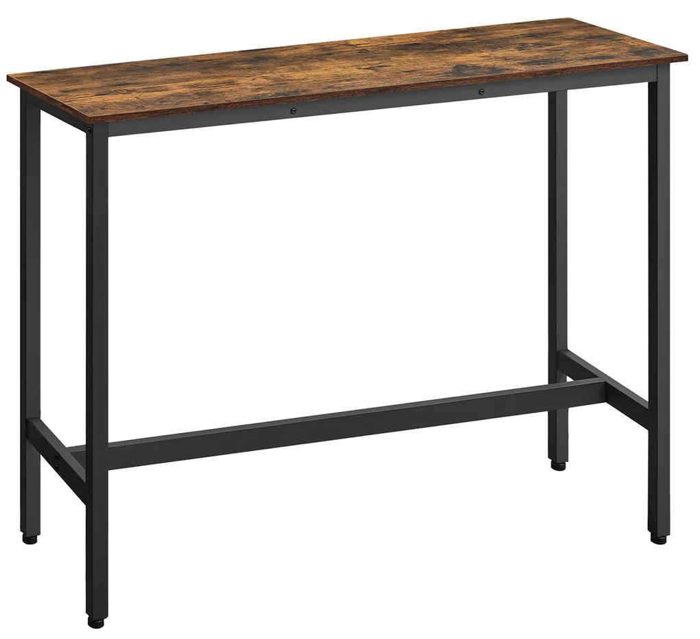 Mesa de bar retangular de design industrial 120x40x90cm (Bancos não incluídos) castanho vintage