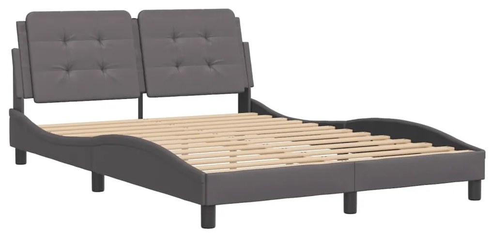 Estrutura cama c/ cabeceira 120x200cm couro artificial cinzento
