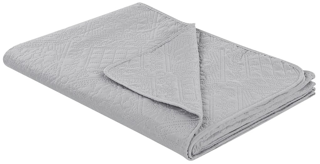 Colcha com relevo e duas almofadas cinzentas  220 x 240 ALAMUT Beliani