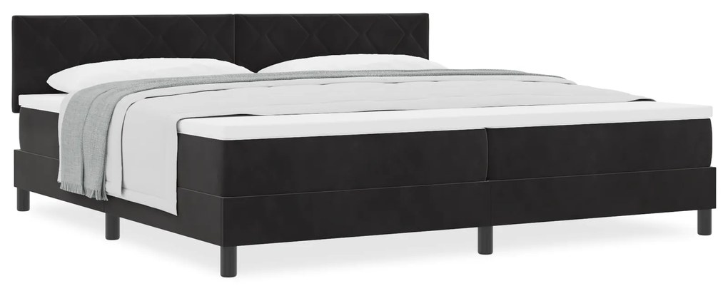 Cama Box Spring com Colchão Preta 200x200 cm Veludo