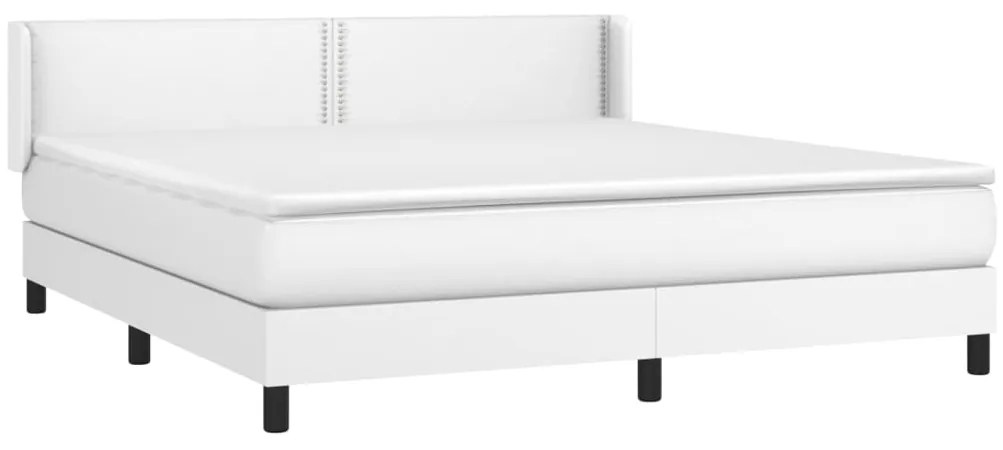 Cama com molas/colchão 160x200 cm couro artificial branco