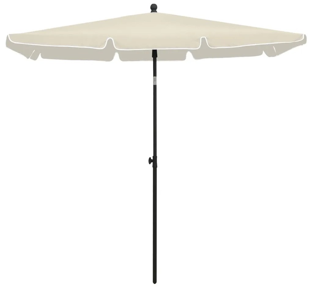 Guarda-sol de jardim com mastro 210x140 cm cor areia