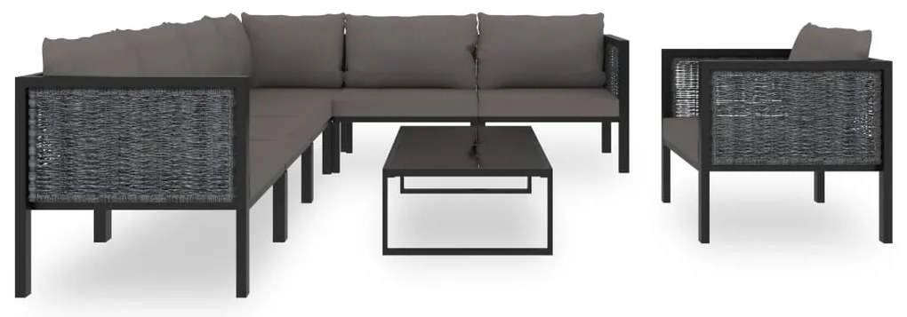 8 pcs conjunto lounge de jardim c/ almofadões vime PE antracite