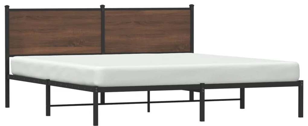 Estrutura cama com cabeceira 160x200 cm metal carvalho castanho