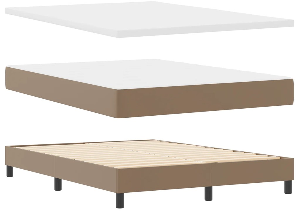 Cama Box Spring vidaXL com Colchão Cappuccino 140x200 cm Couro Sintéti