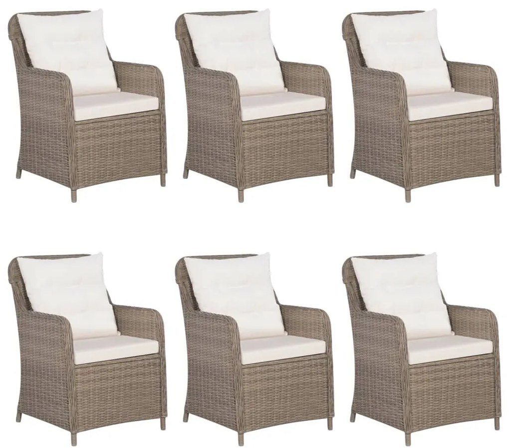 7 pcs conjunto de jantar para jardim castanho