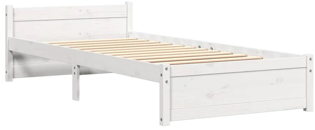 Estrutura de cama solteiro 90x190 cm madeira maciça branco