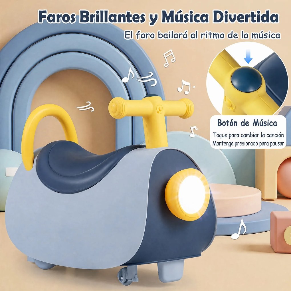Carrinho Deslizante Infantil, 47 x 21 x 34,5 cm, Música e Luz, Azul