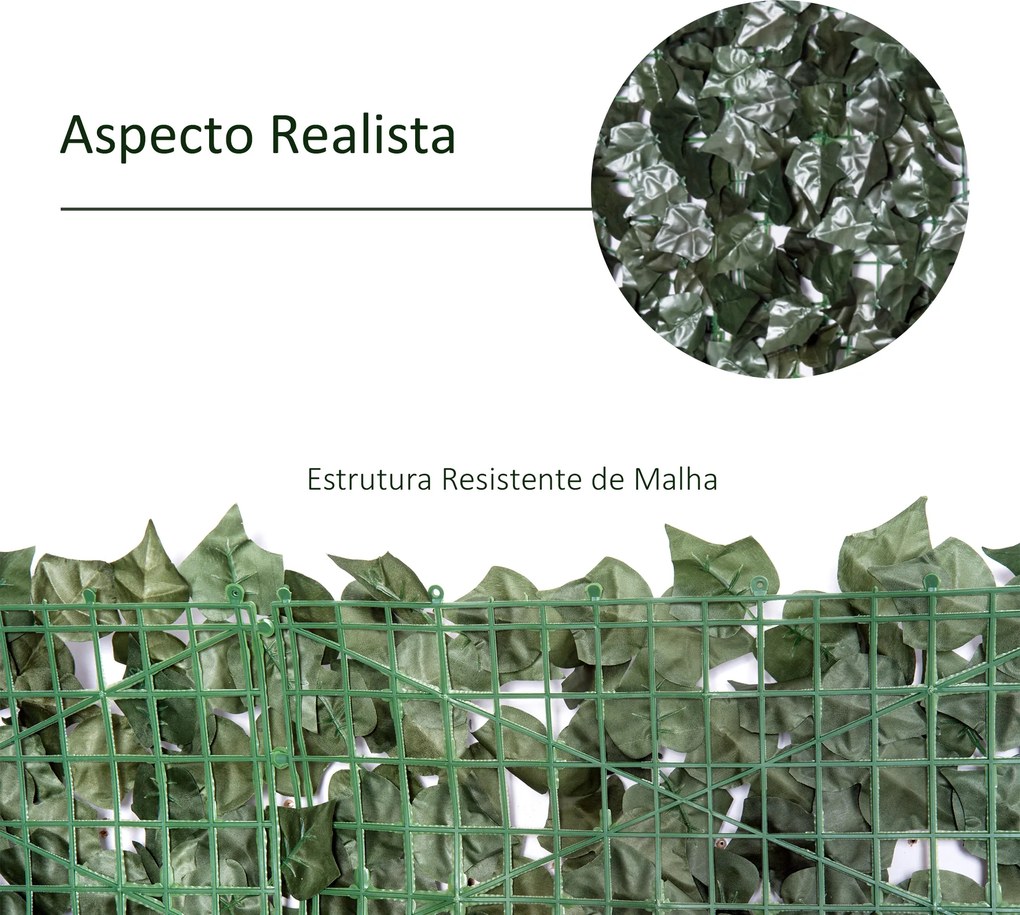 Vedação Artificial em Rolo 2,4x1 m Vedação de Privacidade para Balcão Jardim Exterior Planta Decorativa de Parede PE Verde