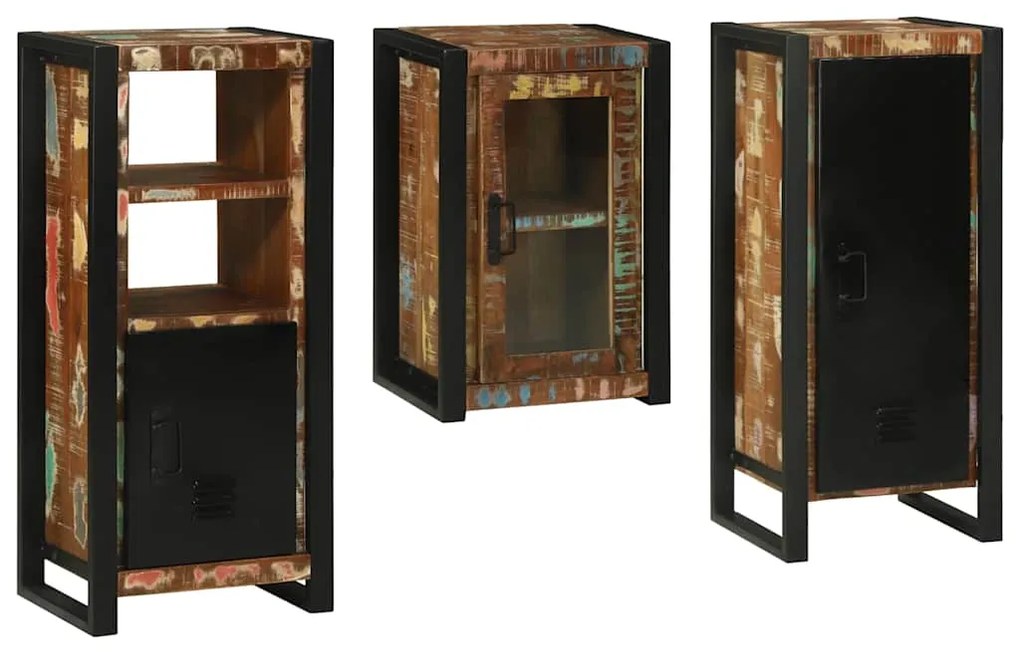 vidaXL Conjunto de Móveis para Banheiro com prateleira com porta 3 pcs