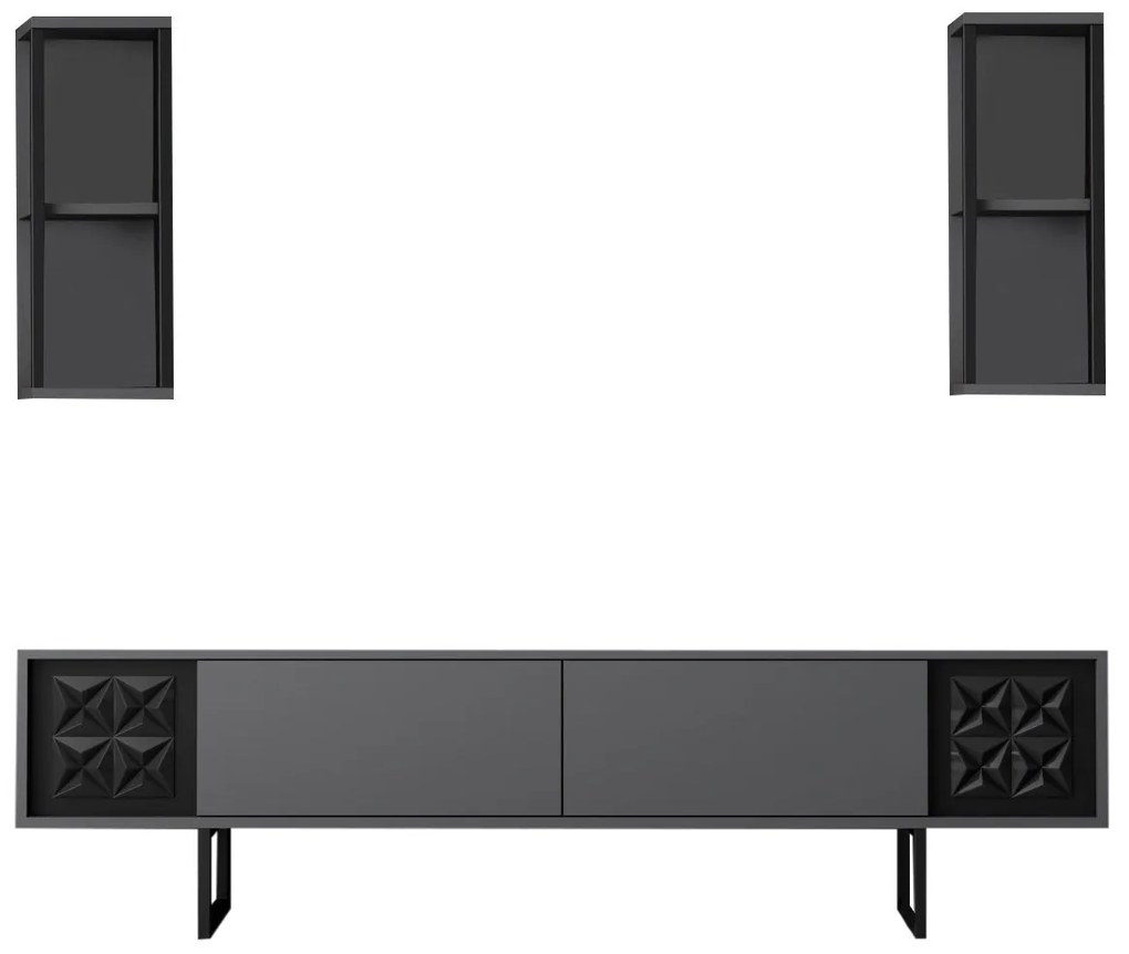 Conjunto de Mobiliário de Sala – Black Line Set – Antracite e Preto