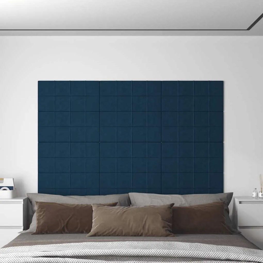 vidaXL Painel de parede 12 pcs 60x30 cm veludo 2,16 m² azul