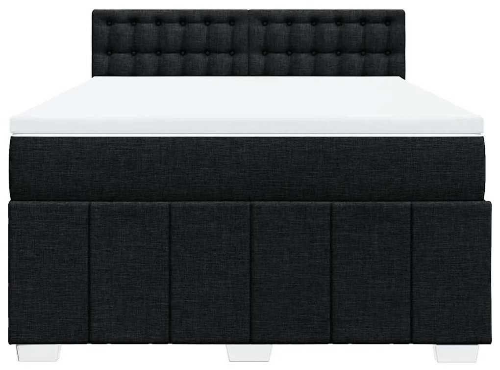 Cama com molas/colchão 140x200 cm tecido preto