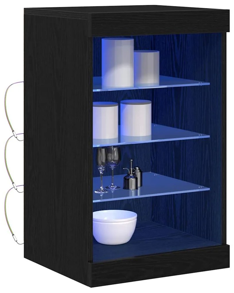 Buffet vidaXL com Luzes LED Carvalho Preto 41x37x67 cm