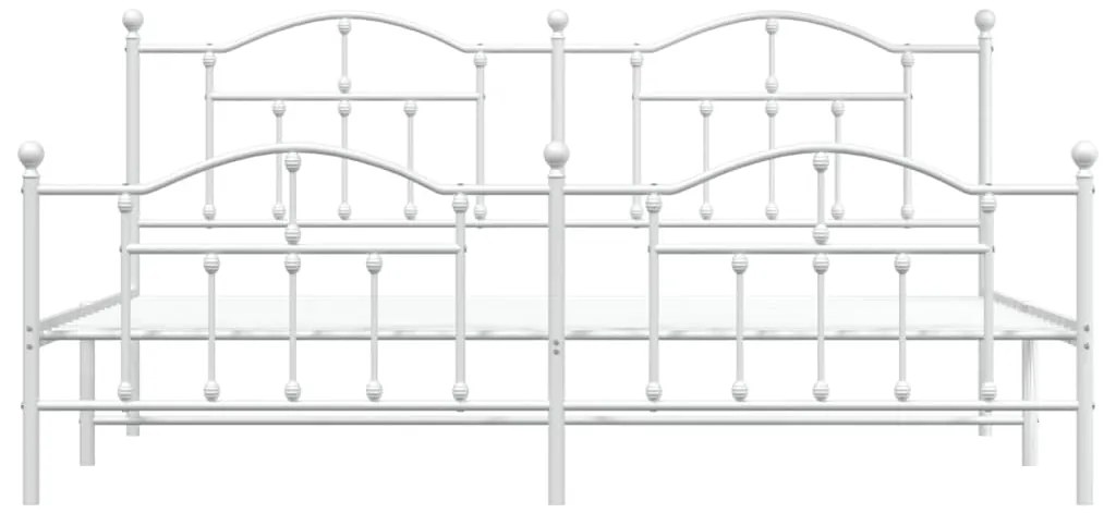 Estrutura de cama com cabeceira e pés 200x200 cm metal branco