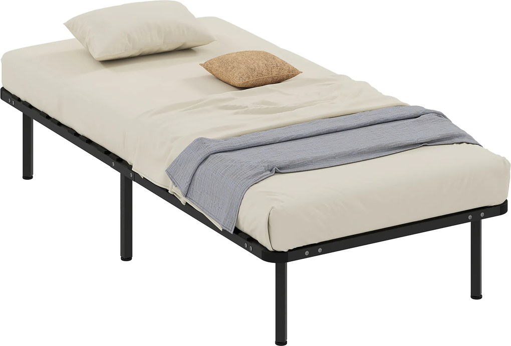Estrutura de cama 90 x 190 cm (COLCHÃO NÃO INCLUIDO), cama individual com base de ripas em madeira maciça e pés, com espaço de arrumação por baixo, pr