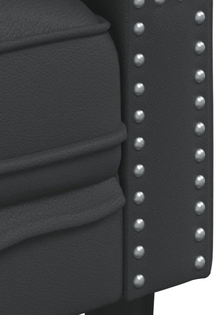 Sofá chesterfield 2 lugares couro artificial preto