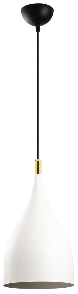 Candeeiro Suspenso Saglam – Branco/Preto – Diâmetro 25 cm, Altura 137