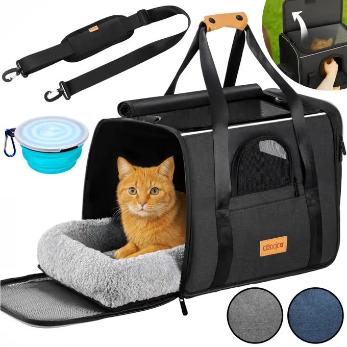 Caixa de transporte para gatos 44 x 34 x 31cm até 20kg antracite