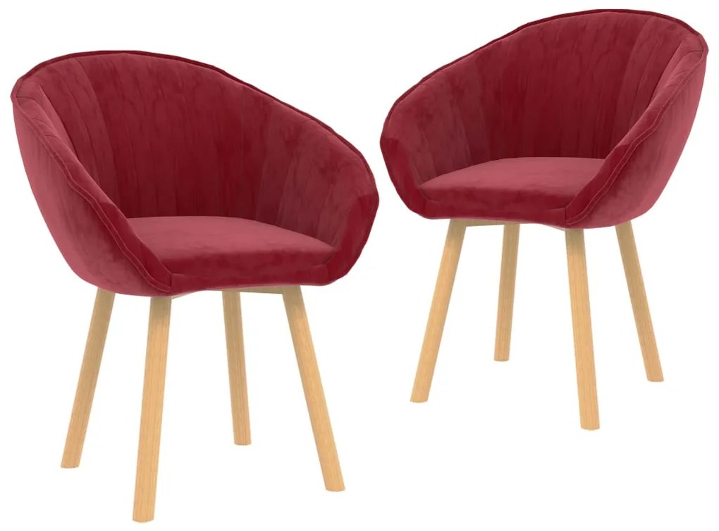 vidaXL Cadeiras de jantar 2 pcs veludo vermelho tinto