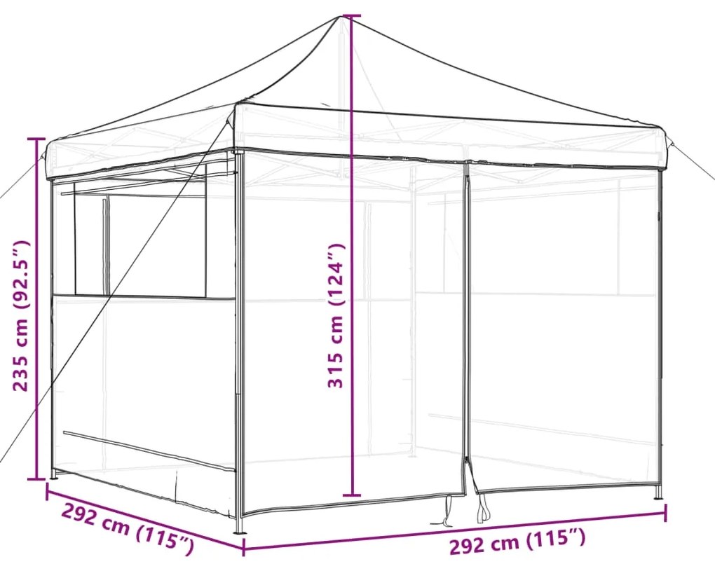 Tenda p/ festas pop-up dobrável 4 paredes laterais terracotta